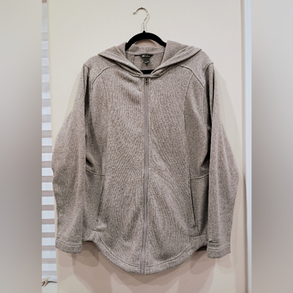 Eddie Bauer Women's Radiator Heather Gray Fleece Zip Up Sweater/Jacket (XL)